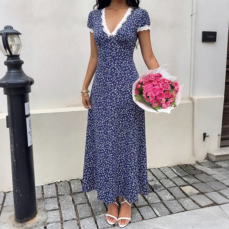 Midnight Bloom Lace Maxi Dress