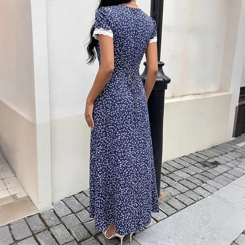 Midnight Bloom Lace Maxi Dress