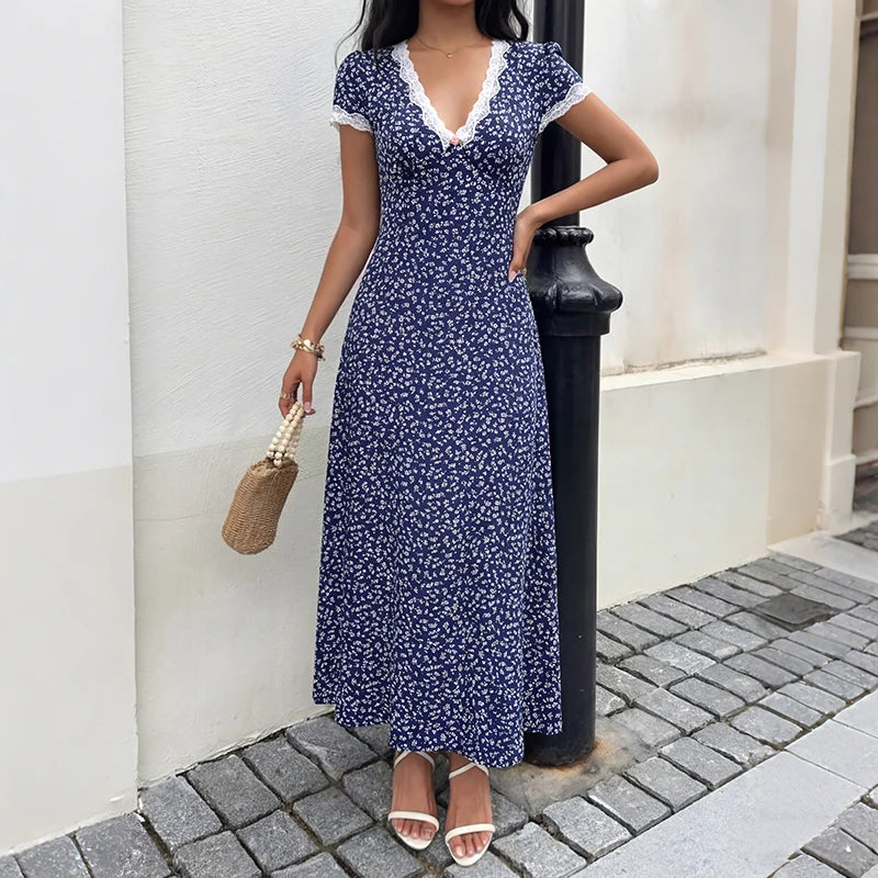 Midnight Bloom Lace Maxi Dress