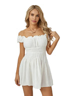 Off Shoulder Smocked Mini Dress