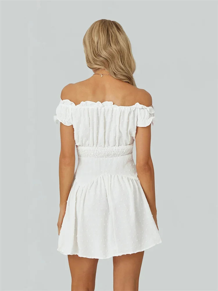 Off Shoulder Smocked Mini Dress