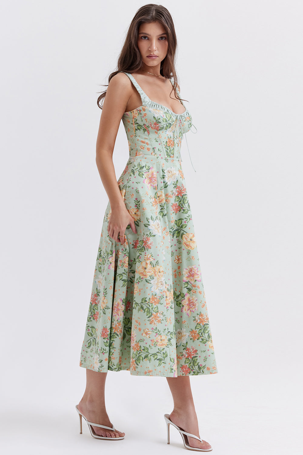 Women's Floral Sweetheart Midi Dress