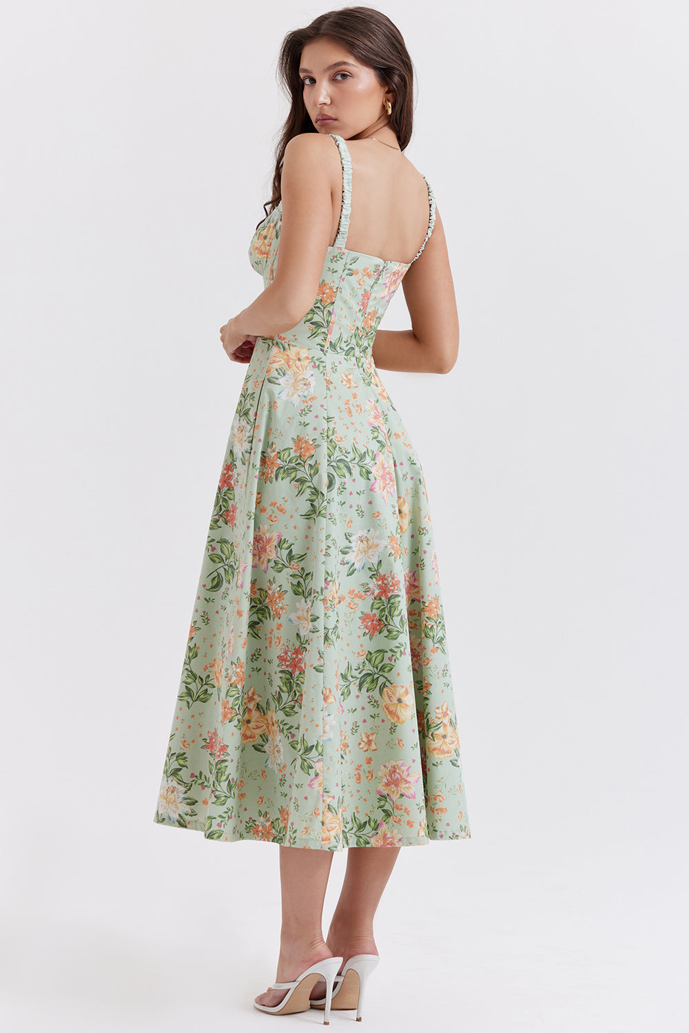 Women's Floral Sweetheart Midi Dress