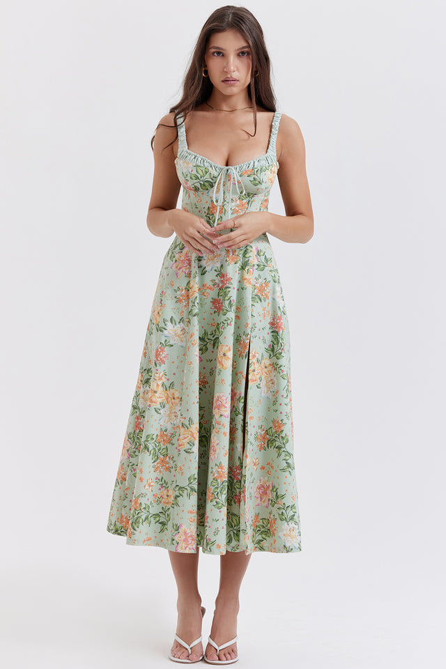 Women's Floral Sweetheart Midi Dress