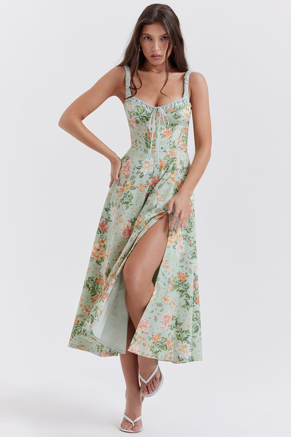 Women's Floral Sweetheart Midi Dress