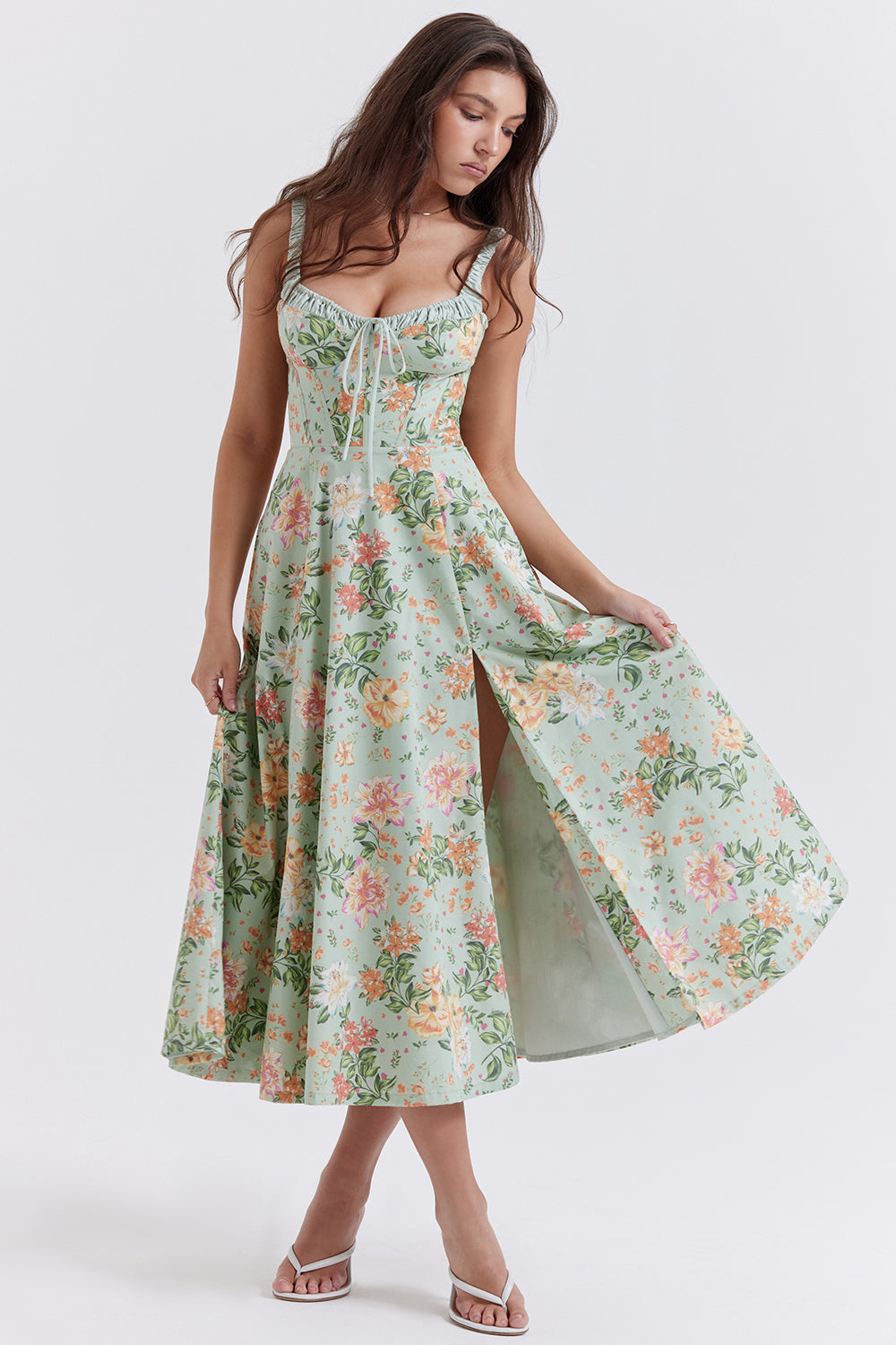 Women's Floral Sweetheart Midi Dress