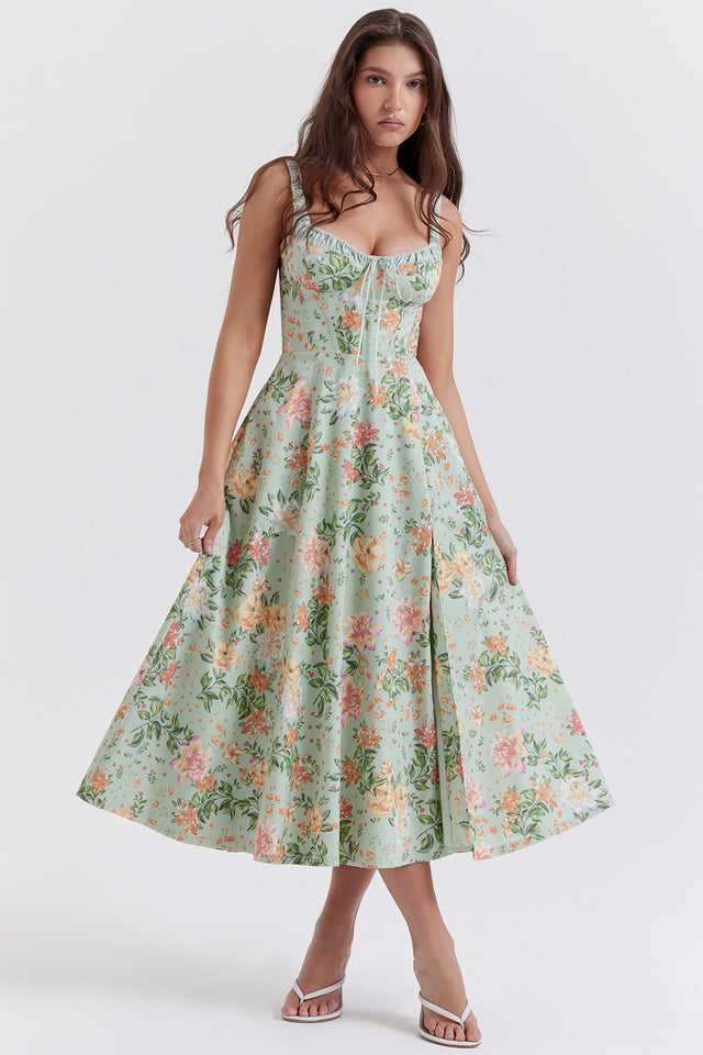 Women's Floral Sweetheart Midi Dress