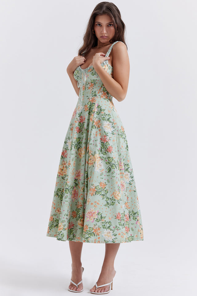 Women's Floral Sweetheart Midi Dress
