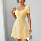 Pointelle Knit Short Sleeve Dress
