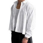 Retro Striped Button Up Overshirt
