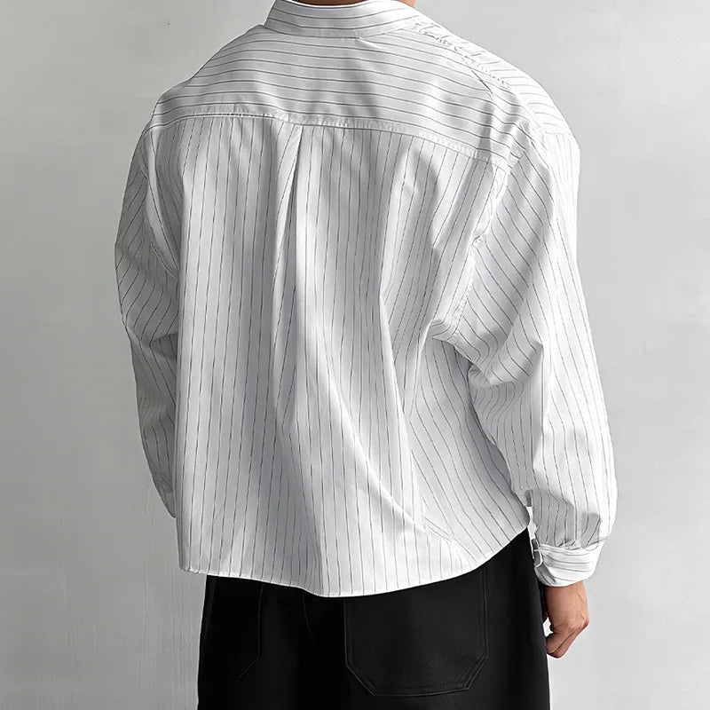 Retro Striped Button Up Overshirt