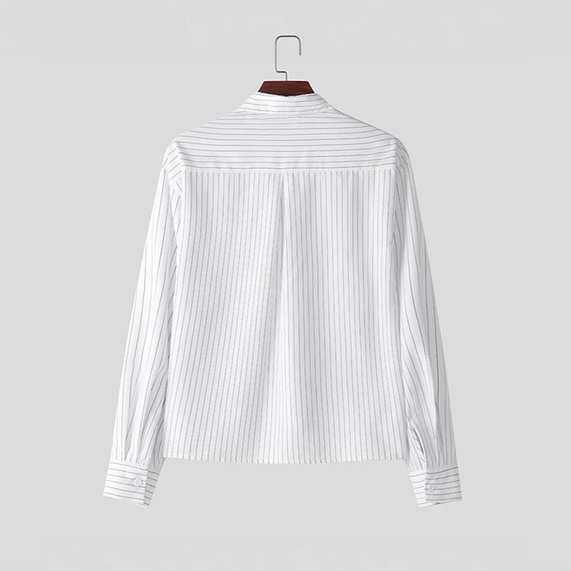 Retro Striped Button Up Overshirt