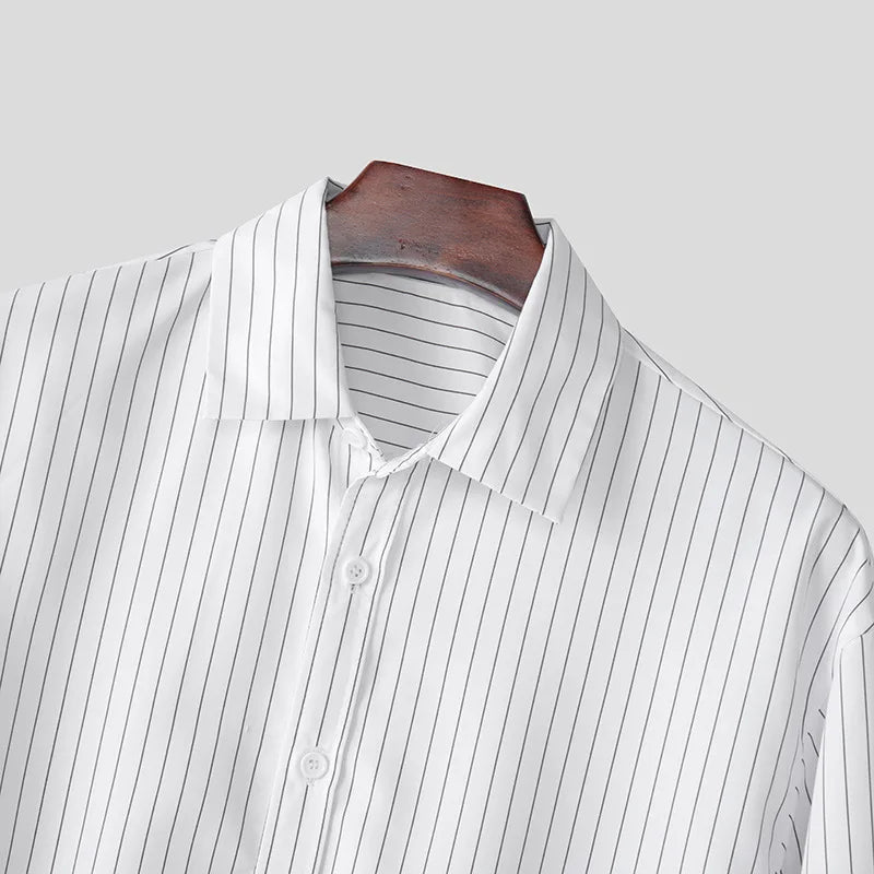 Retro Striped Button Up Overshirt