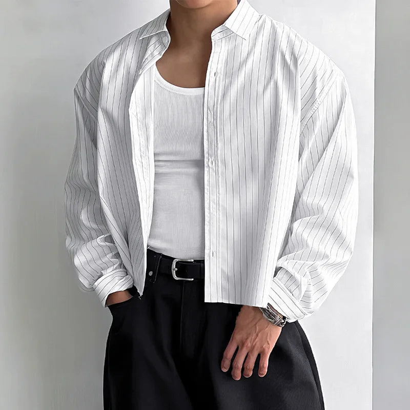 Retro Striped Button Up Overshirt