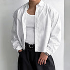 Retro Striped Button Up Overshirt