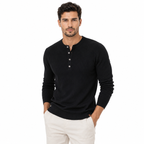 Ribbed Stripe Long Sleeve Henley Shirt