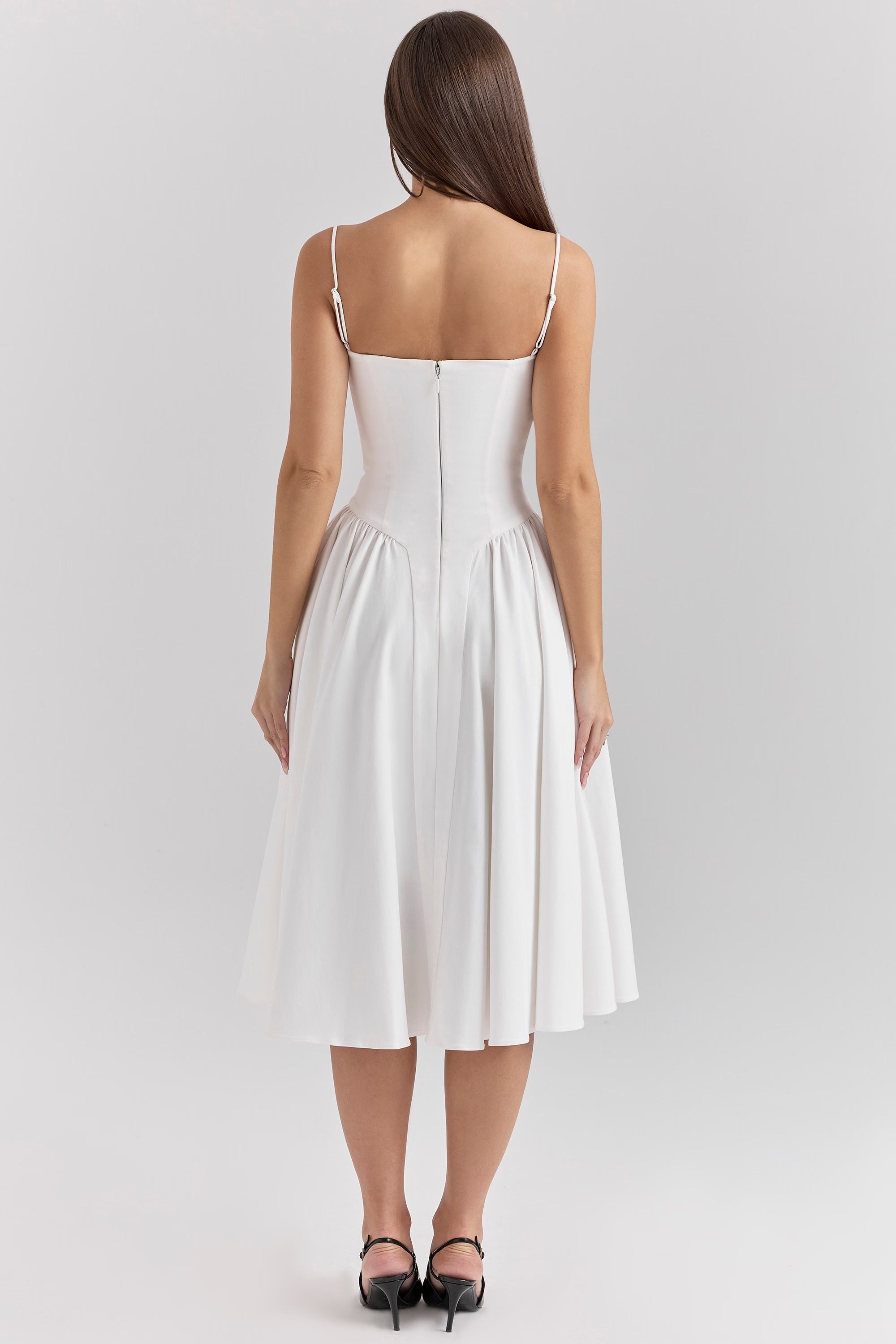Full Skirt Cami Midi Dress With Straps