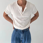 Short Sleeve Button Neck Summer T-Shirt