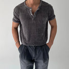 Short Sleeve Button Neck Summer T-Shirt