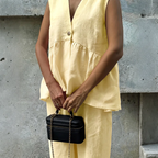 Sleeveless Peplum Top and Wide Leg Pants