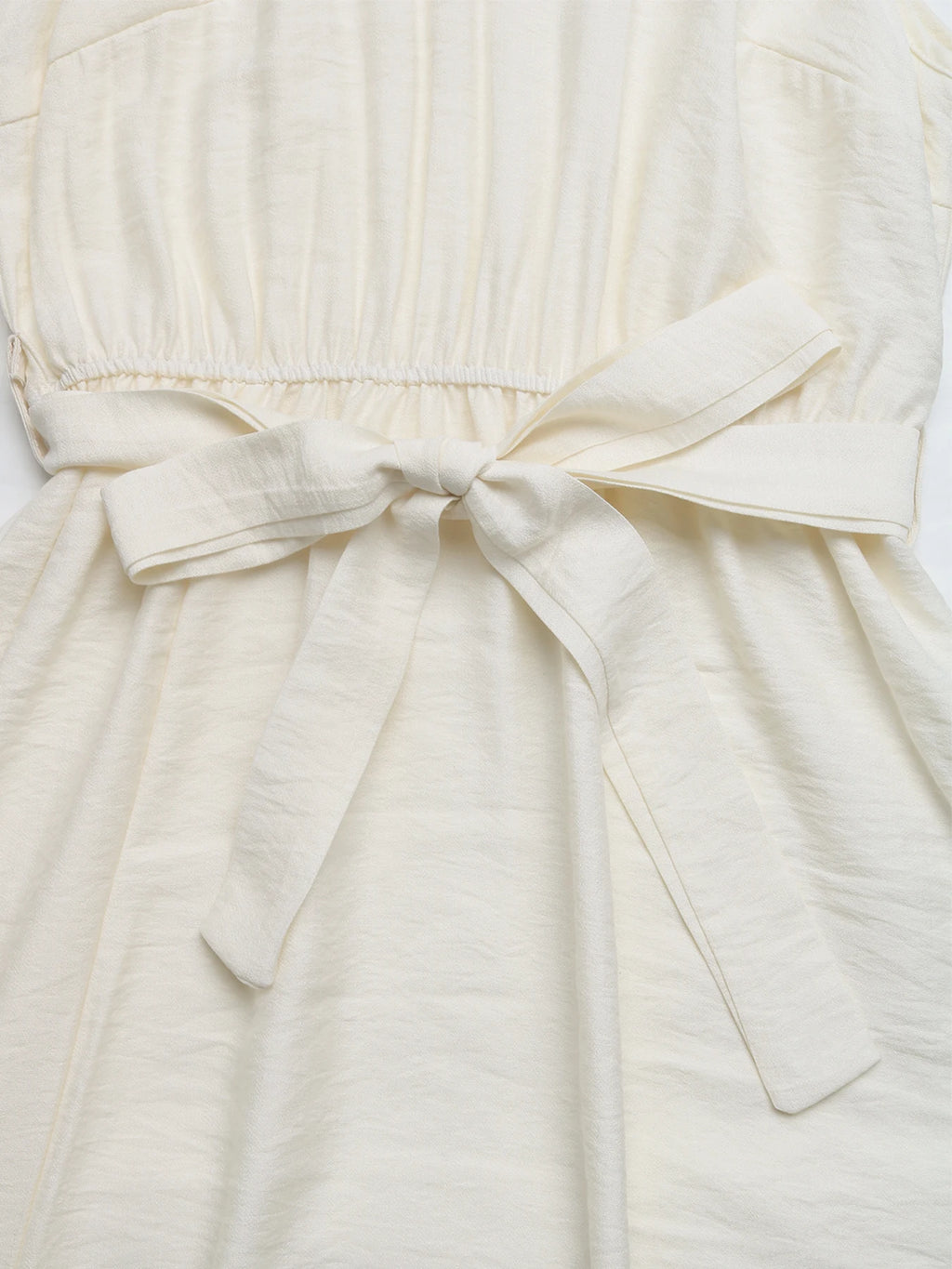 Soft Knit Waist Tie Long Dress in Beige