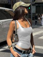 Stretch Square Collar Bodycon Tank Top