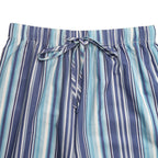 Striped Loose Fit Drawstring Trousers in Blue