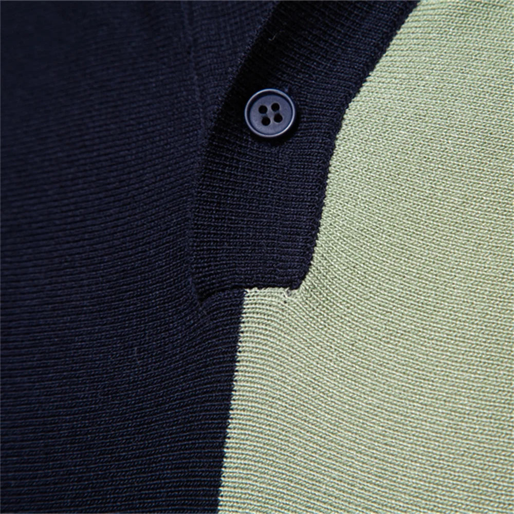 Striped Mesh Breathable Polo Shirt