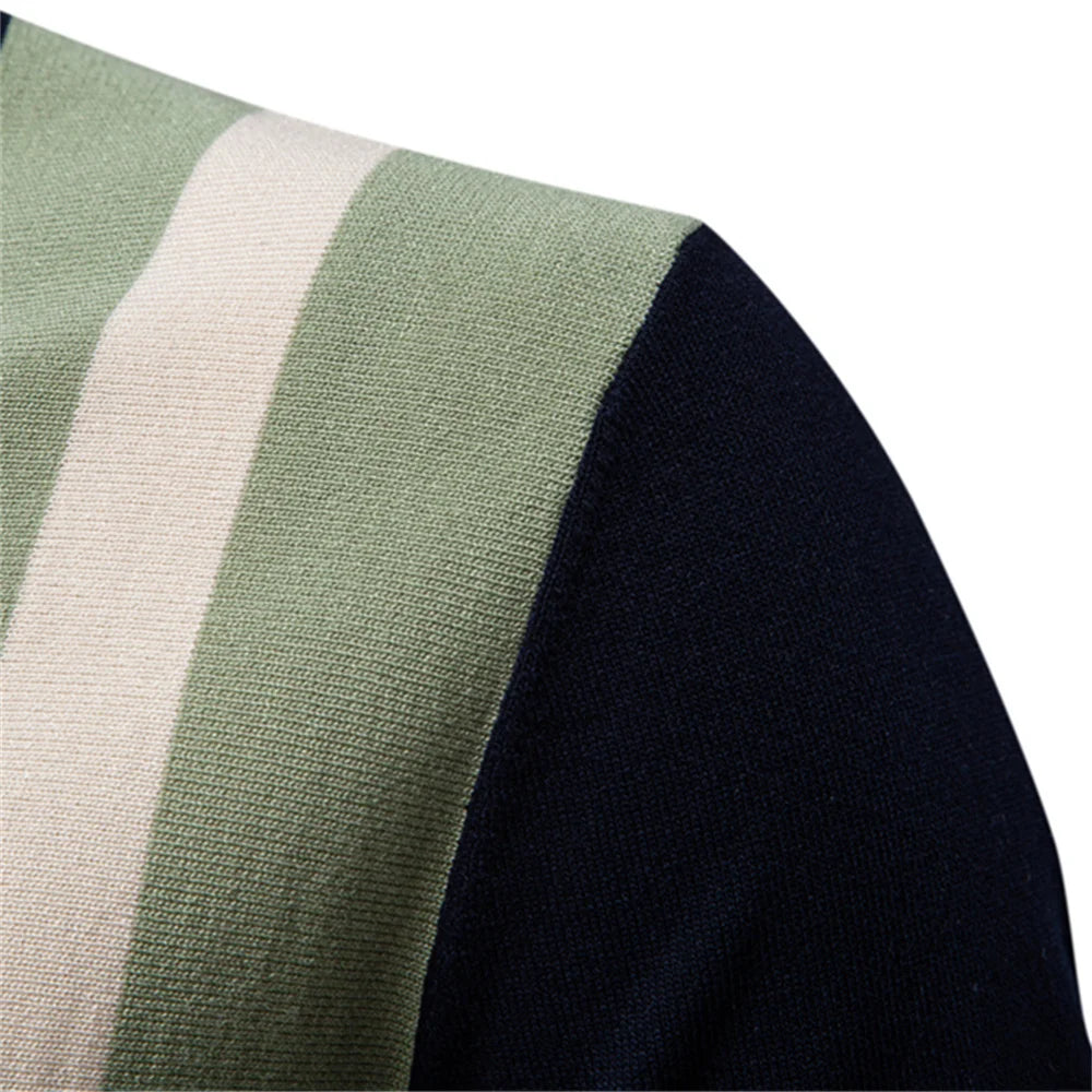 Striped Mesh Breathable Polo Shirt