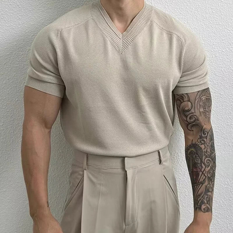 Textured Short Sleeve Knit T Shirt