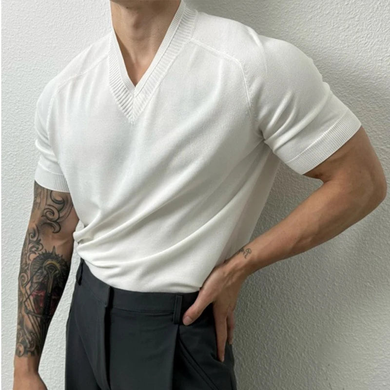 Textured Short Sleeve Knit T Shirt