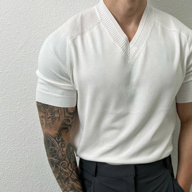 Textured Short Sleeve Knit T Shirt