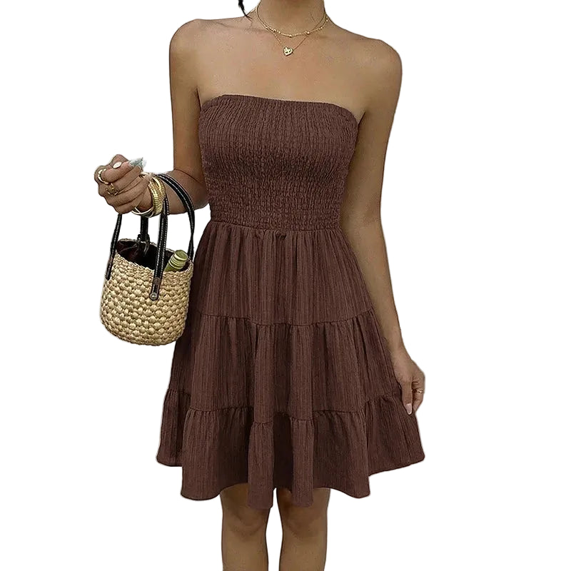 Tube Neck Ruffle Hem Short Dress Main image
