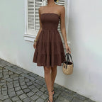 Tube Neck Ruffle Hem Short Dress