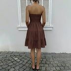 Tube Neck Ruffle Hem Short Dress