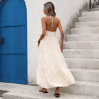 V Neck Back Tie Flowy Maxi Dress