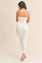 Women's Tube Bodycon Midi Dress Strapless Pull On Style
