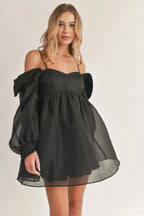 Babydoll Off Shoulder Mini Dress With Sleeves