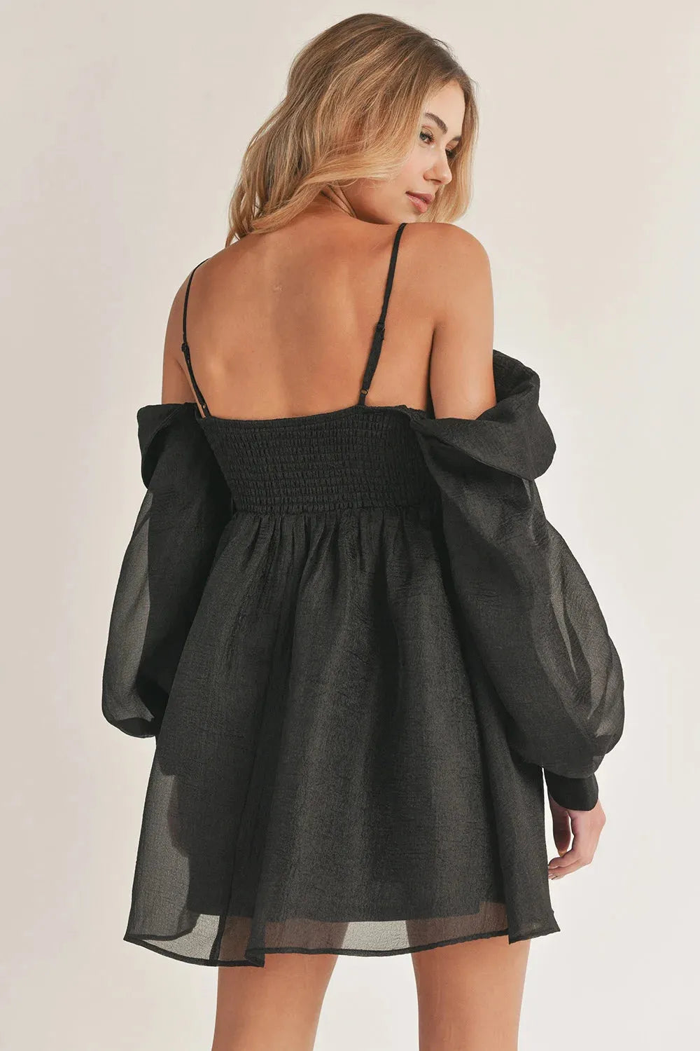 Babydoll Off Shoulder Mini Dress With Sleeves
