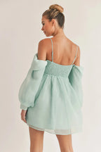 Babydoll Off Shoulder Mini Dress With Sleeves