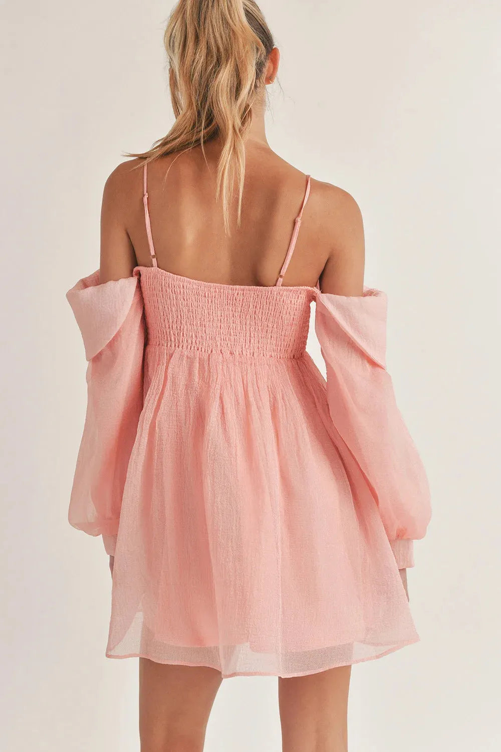 Babydoll Off Shoulder Mini Dress With Sleeves