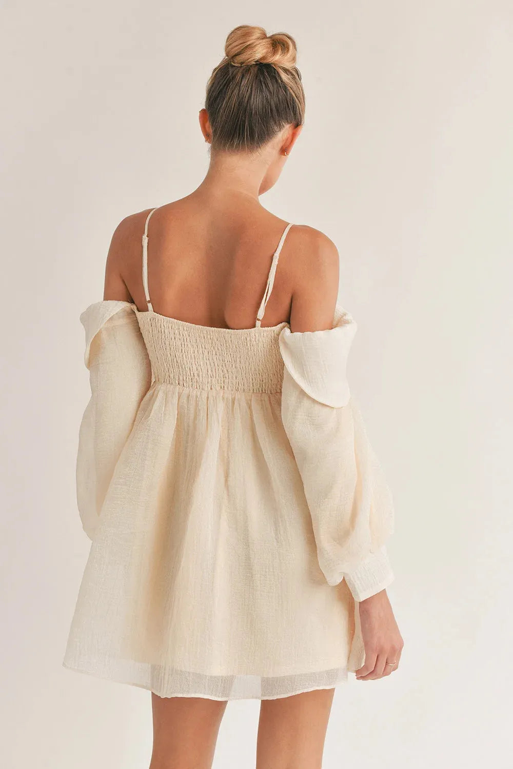 Babydoll Off Shoulder Mini Dress With Sleeves