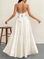 Women’s Halter Backless Maxi Dress White