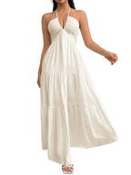 Women’s Halter Backless Maxi Dress White