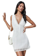 Women’s Lace Trim Sleeveless Mini Dress