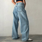Women's Low Rise Wide Leg Baggy Jeans