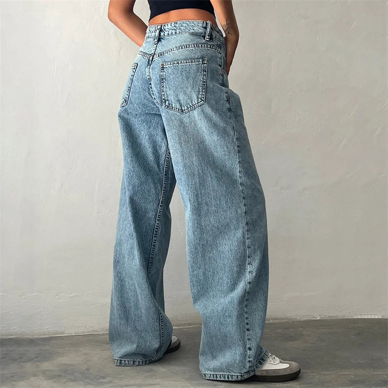 Women's Low Rise Wide Leg Baggy Jeans