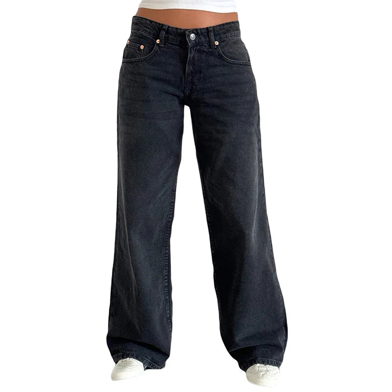 Women's Low Rise Wide Leg Baggy Jeans