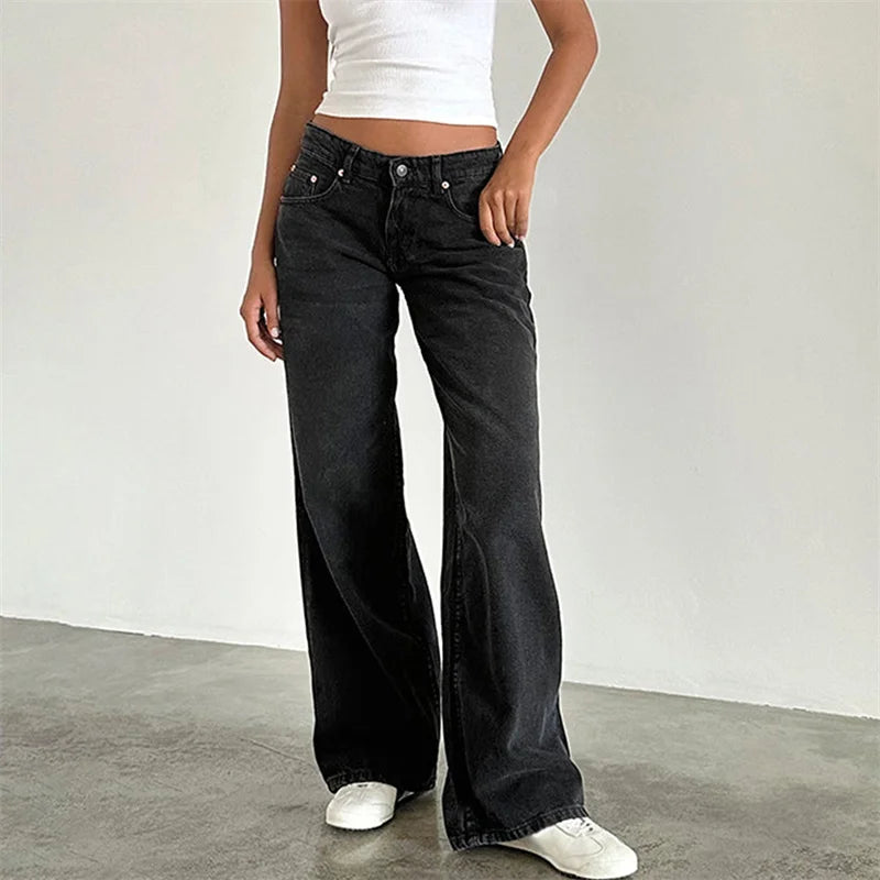 Women's Low Rise Wide Leg Baggy Jeans