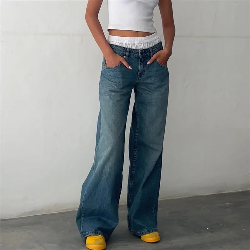 Women's Low Rise Wide Leg Baggy Jeans